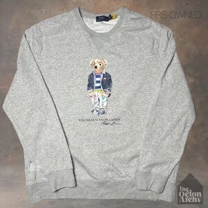 Size XL Polo Bear x Ralph Lauren Fleece Crewneck Sweater ‘Grey’ Pre-Owned